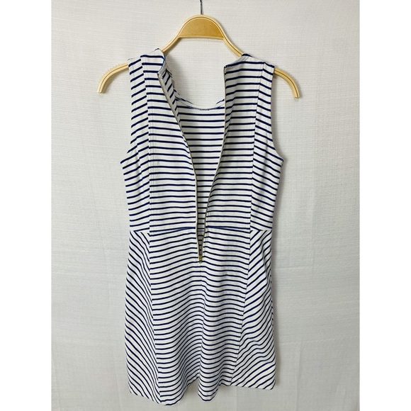J. Crew Blue and White Strip Daybreak Ponte Knit Sleeveless Dresses - Picture 9 of 9
